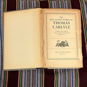 Mid 19th Century Antique Book: The Best Known Works of Thomas Carlyle
